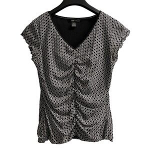 Vintage Style Co Y2K Top Womens M Black Metallic Ruched Mesh Fitted Fairy Whimsy